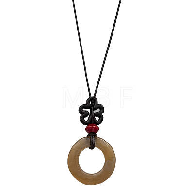Resin Pendant Adjustable Waxed Cord Long Necklaces for Women FS-WG1D1FB-02-1