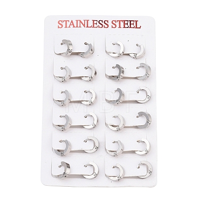 304 Stainless Steel Huggie Hoop Earrings EJEW-O087-09E-P-1