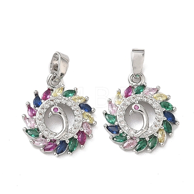Brass Micro Pave Cubic Zirconia Pendants KK-P334-31P-1