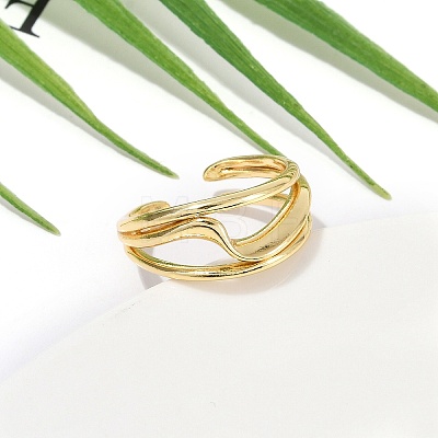 Rack Plating Brass Cuff Rings for Women RJEW-M028-57G-1