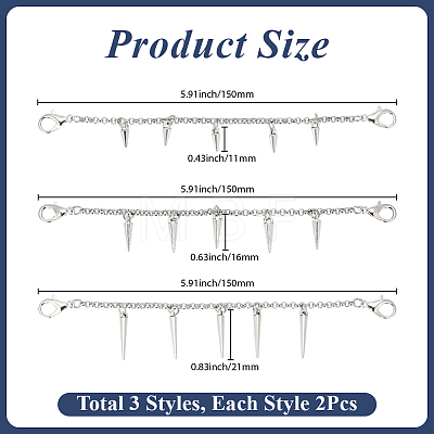 3 Sets 3 Styles 304 Stainless Steel Boot Strap Chains HJEW-SP0001-71-1