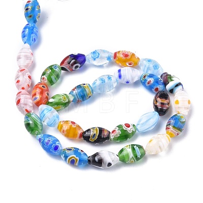Oval Handmade Millefiori Glass Beads Strands LK-R004-37-1