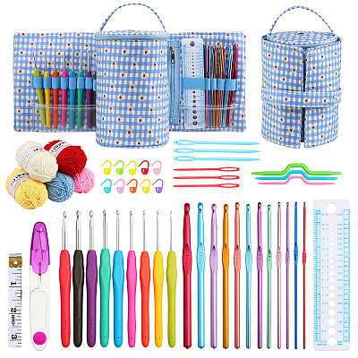 DIY Knitting Kits with Storage Bags for Beginners Include Crochet Hooks WG60902-01-1