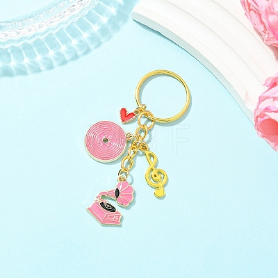 Alloy Enamel Disc & Gramophone & Musical Note Pendant Decorations KEYC-YW00286-04-1