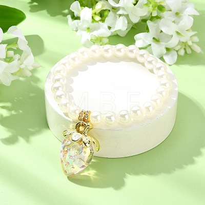 Acrylic Strawberry Charm Bracelets BJEW-JB13843-02-1