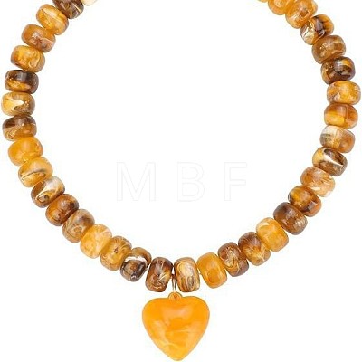 Resin and Plastic Heart Pendant Rondelle Beaded Necklaces with Alloy End Chains FS-WG415CE-02-1