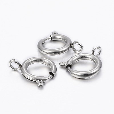 304 Stainless Steel Smooth Surface Spring Ring Clasps STAS-H396-E-02P-1