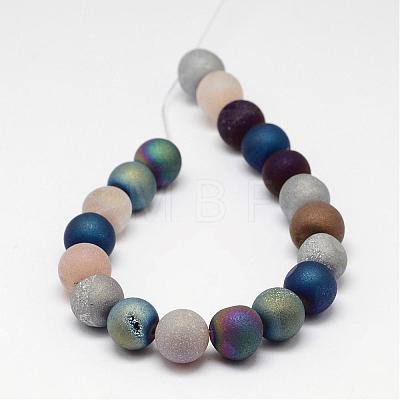 Electroplate Natural Agate Bead Strands G-J349-B-6mm-1