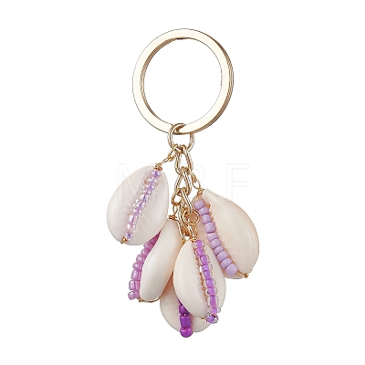 Glass with Iron with Natural Cowrie Shell Keychain KEYC-JKC00942-1