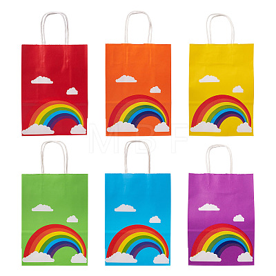 12Pcs 6 Colors Paper Rainbow Printed Carry Storage Tote Bags ABAG-TA0002-05A-1