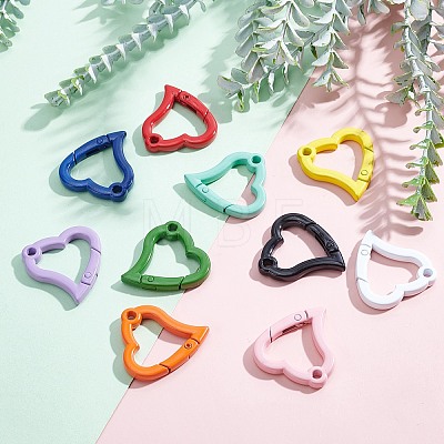   20Pcs 10 Colors Spray Painted Alloy Spring Gate Rings KEYC-PH0001-47-1