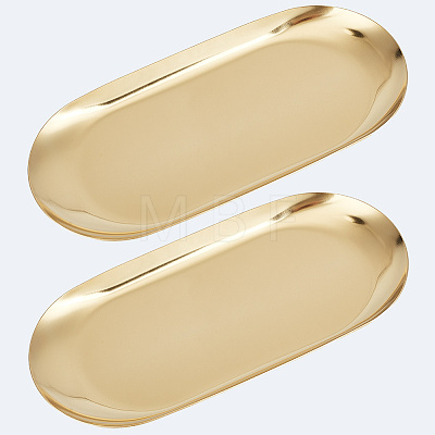 2Pcs Oval 430 Stainless Steel Jewelry Display Plate STAS-CN0001-70G-1