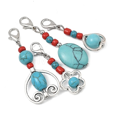16Pcs 4 Styles Synthetic Turquoise Pendant Decorations HJEW-JM04856-1