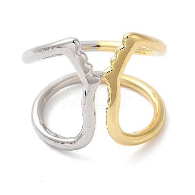 Brass Hollow Open Cuff Rings for Women RJEW-B062-12GP-1