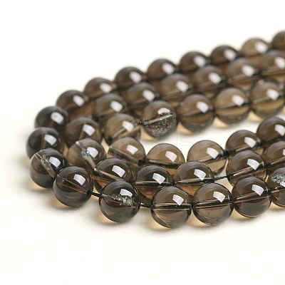 Natural Smoky Quartz Round Beads Strands G-E329-10mm-38-1