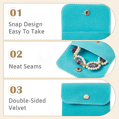 10Pcs 5 Colors Double-Sided Velvet Jewelry Rectangle Bags for Earrings Rings Bracelets Necklaces TP-TA0001-09-1