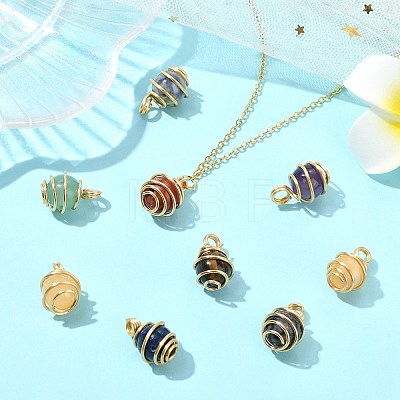 35Pcs 7 Colors Chakra Natural Mixed Gemstone Pendants PALLOY-CJ00050-1