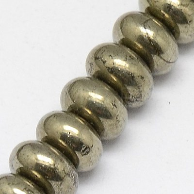 Natural Pyrite Beads Strands G-L032-8x5mm-01-1