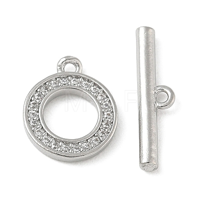 Brass Micro Pave Clear Cubic Zirconia Toggle Clasps CU-CBAC675-06P-1