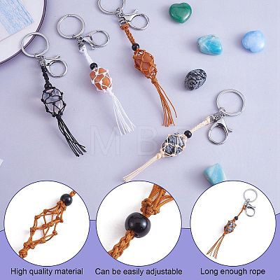 4Pcs  4 Colors Macrame Fringe Braided Keychain AJEW-SW00014-01-1