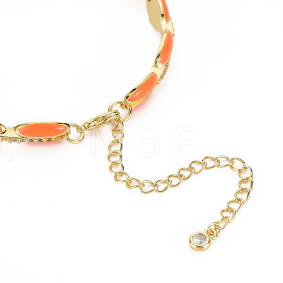 Brass Micro Pave Cubic Zirconia Link Chain Bracelet for Women BJEW-T020-05G-03-1