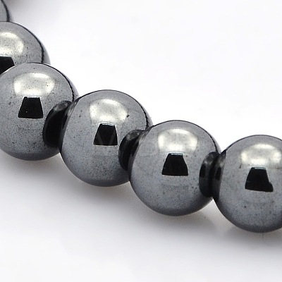 Non-magnetic Hematite Beaded Ball Stretch Bracelets BJEW-M066-B-02-1