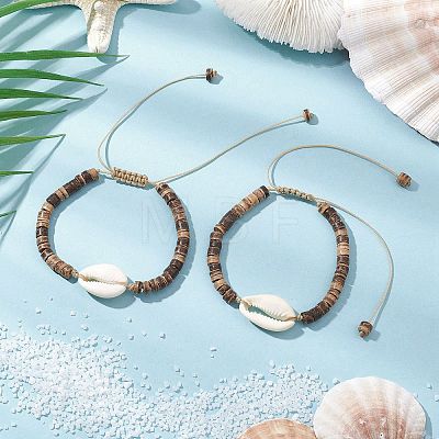 Shell and Coconut Bead Bracelets for Women BJEW-JB11515-1