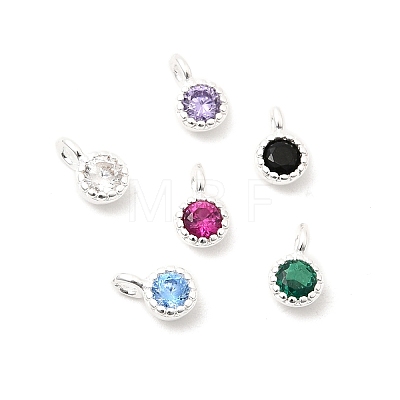 925 Sterling Silver Pave Cubic Zirconia Flat Round Charms STER-K188-05S-1