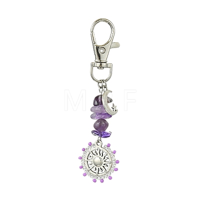 Natural Amethyst Chip Pendant Decorations HJEW-MZ00096-03-1