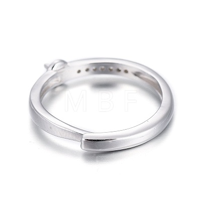 Adjustable Rhodium Plated 925 Sterling Silver Finger Ring Components STER-F048-15P-1