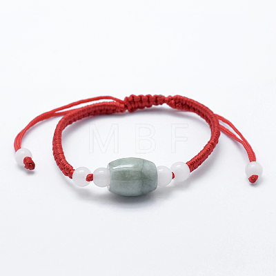 Natural Myanmar Jade/Burmese Jade Braided Bead Bracelets BJEW-F307-02-1