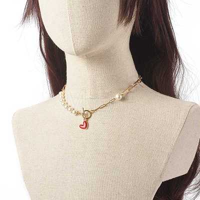 Glass Pearl Beaded Necklaces X1-NJEW-TA00004-1