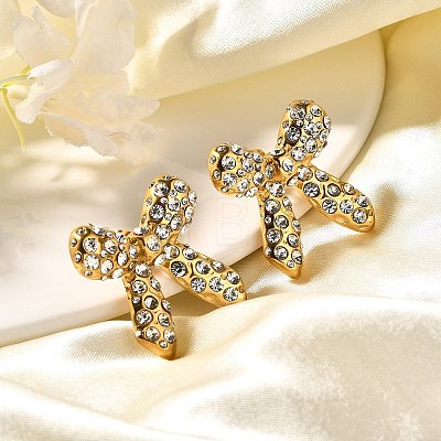 304 Stainless Steel Bowknot Stud Earrings EJEW-A123-02B-G-1