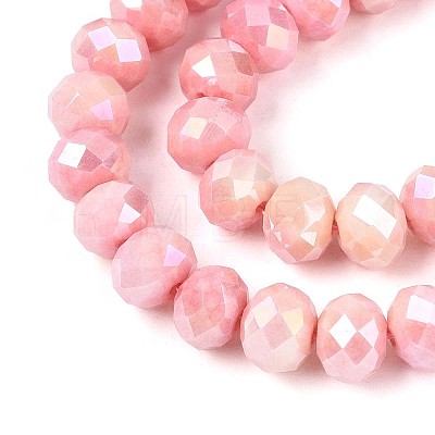 Anti-Tarnish Electroplate Rondelle Glass Beads Strands EGLA-T021-8mm-17-09-1