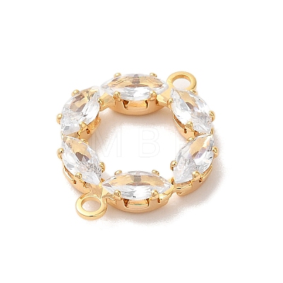 Brass Pave Clear Cubic Zirconia Horse Eye Ring Links Connector Charms KK-M294-02G-1