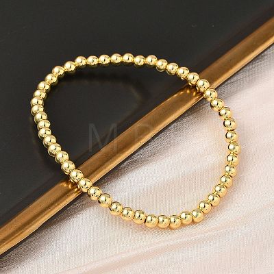 Brass Round Beaded Stretch Bracelets for Men Women BJEW-B148-05B-G-1