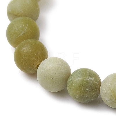 Frosted Natural TaiWan Jade Round Beaded Stretch Bracelets for Women Men BJEW-JB11478-02-1