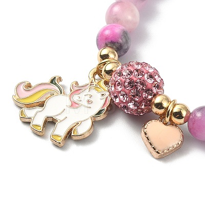 Alloy Enamel Unicorn Charm Bracelet BJEW-JB09599-1