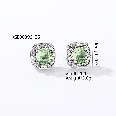 Elegant Zircon Square Stud Earrings for Women TY1635-8-1