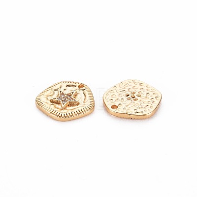 Brass Micro Pave Clear Cubic Zirconia Charms KK-S356-732-1