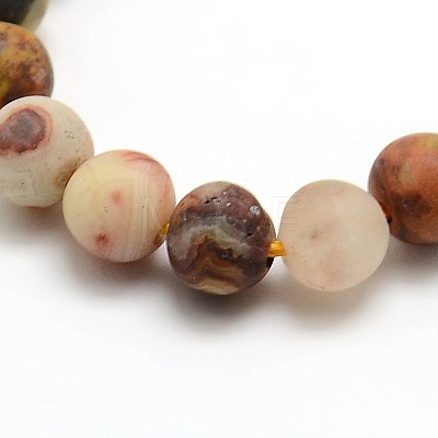 Frosted Natural Crazy Agate Round Bead Strands G-M063-8mm-02-1