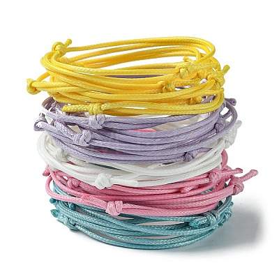 30Pcs 5 Color Adjustable Waxed Polyester Braided Cord Bracelets X1-BJEW-FZ00016-1