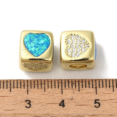 Rack Plating Brass Micro Pave Cubic Zirconia Beads KK-P268-01G-01-1