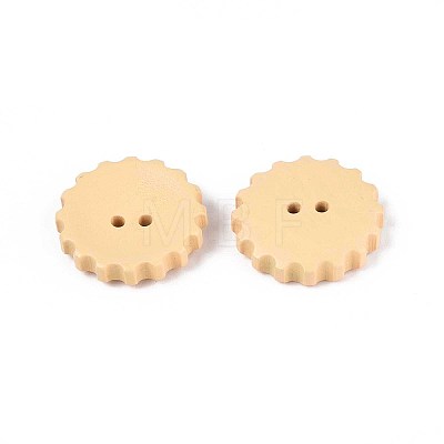 Spray Painted Natural Wood Buttons WOOD-T032-34A-1