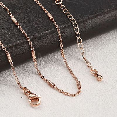 Brass Cable Chain Necklaces for Women NJEW-D302-19RG-1