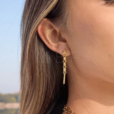 304 Stainless Steel Chain Tassel Stud Earrings for Women LS-IO3537-1-1
