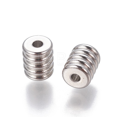 201 Stainless Steel Grooved Beads X-STAS-P239-06P-1