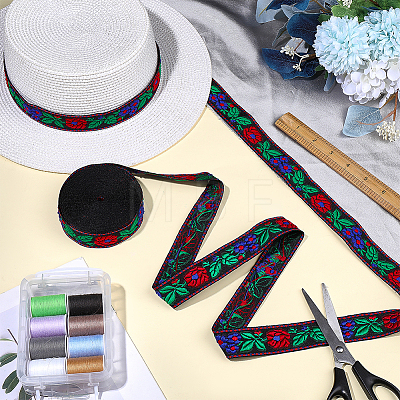 Vintage Jacquard Polyester Ribbon OCOR-WH0082-533A-1