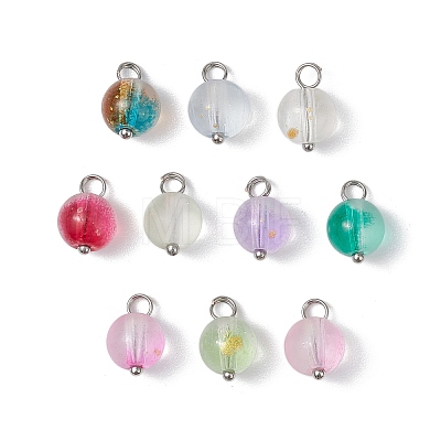 Frosted Baking Painted Glass Charms PALLOY-JF03270-02-1