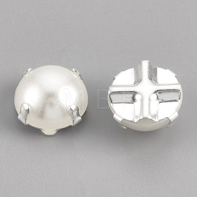 ABS Plastic Imitation Pearl Shank Buttons BUTT-T002-6mm-01S-1